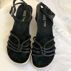 Dr. Weil Black Wedge Sandals Serenity sz 8